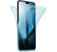 moex Coque Double en Silicone Transparent Compatible avec Huawei P20, Housse de Protection complète des 2 côtés, Coque de téléphone Portable Avant et arrière - Aqua