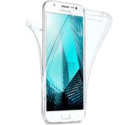 moex Coque Double en Silicone Transparent Compatible avec Samsung Galaxy J3 (2016), Housse de Protection complète des 2 côtés, Coque de téléphone Portable Avant et arrière - Cristal