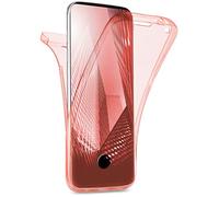moex Coque Double en Silicone Transparent Compatible avec Samsung Galaxy S10, Housse de Protection complète des 2 côtés, Coque de téléphone Portable Avant et arrière - Rose