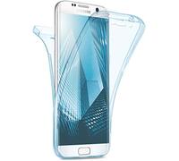 moex Coque Double en Silicone Transparent Compatible avec Samsung Galaxy S6 Edge, Housse de Protection complète des 2 côtés, Coque de téléphone Portable Avant et arrière - Aqua