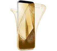 moex Coque Double en Silicone Transparent Compatible avec Samsung Galaxy S8, Housse de Protection complète des 2 côtés, Coque de téléphone Portable Avant et arrière - Or