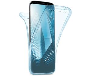 moex Coque Double en Silicone Transparent Compatible avec Samsung Galaxy S9, Housse de Protection complète des 2 côtés, Coque de téléphone Portable Avant et arrière - Aqua