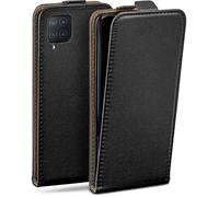 moex Coque Étui à rabat vertical magnétique pour Samsung Galaxy M12 - Protection complète à 360 degrés - Cuir vegan - Noir