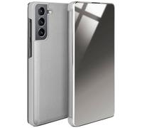 moex Coque Fine Compatible avec Samsung Galaxy S21 Plus | Laisse Voir l'écran/Style laqué, argenté