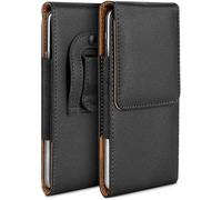 moex Coque Telephone, Plug Case compatible avec Nubia RedMagic 6R Étui de protection à rabat avec clip ceinture pour téléphone portable en cuir végétalien Noir
