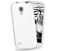 moex Coque très Fine en Silicone Compatible avec Samsung Galaxy S4 Mini | Style Aluminium brossé, Blanc