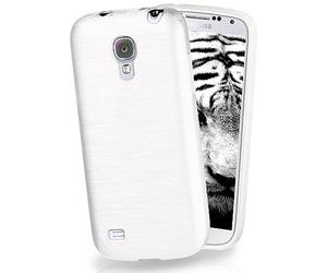 moex Coque très Fine en Silicone Compatible avec Samsung Galaxy S4 Mini | Style Aluminium brossé, Blanc