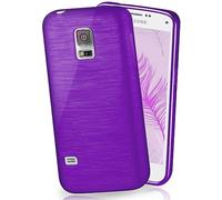 moex Coque très Fine en Silicone Compatible avec Samsung Galaxy S5 Mini | Style Aluminium brossé, Lilas