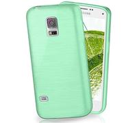 moex Coque très Fine en Silicone Compatible avec Samsung Galaxy S5 Mini | Style Aluminium brossé, Menthe