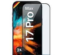 moex CurveProtect Lot de 2 films de protection d'écran en verre blindé pour iPhone 17 Pro Max sans bordure, entièrement couvert, film de protection d'écran incurvé 3D, noir