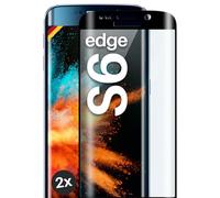 moex CurveProtect Lot de 2 films de protection d'écran en verre blindé pour Samsung Galaxy S6 Edge sans bordure, entièrement couvert, noir