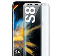 moex CurveProtect Lot de 2 films de protection d'écran en verre blindé pour Samsung Galaxy S8, film de protection d'écran complet sans bordure, entièrement couvert, argenté
