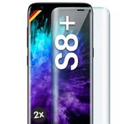 moex CurveProtect Lot de 2 films de protection d'écran en verre blindé pour Samsung Galaxy S8 Plus - Sans bords - Protection complète de l'écran - Transparent