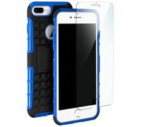 moex Ensemble de Protection blindé Tank Case + Verre de Protection Compatible avec iPhone 7 Plus/iPhone 8 Plus | Verre trempé + Couverture Robuste à Double Couche, Bleu Noir