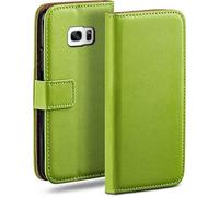 moex Étui à Rabat Compatible avec Samsung Galaxy S7 Edge, étui pour téléphone Portable avec Fente pour Carte, étui à Rabat à 360 degrés, étui pour téléphone Portable en Cuir végétalien, Chaux-Verte