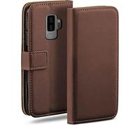 moex Étui à Rabat Compatible avec Samsung Galaxy S9 Plus, étui pour téléphone Portable avec Fente pour Carte, étui à Rabat à 360 degrés, étui pour téléphone Portable en Cuir végétalien, Oxyde-Marron