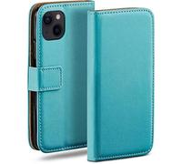 moex Étui à rabat pour Apple iPhone 15 Plus - Étui de protection pliable à 360 degrés - Étui de protection à rabat en cuir végétalien - Turquoise