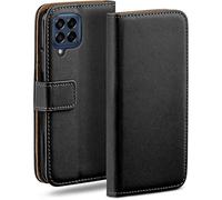 moex Étui à rabat pour Samsung Galaxy M33 5G Étui de protection pliable avec compartiment pour cartes, étui à rabat à 360 degrés Étui à rabat en cuir végétalien Noir
