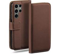 moex Étui de protection à rabat en cuir synthétique pour Samsung Galaxy S23 Ultra - Avec compartiment pour cartes - Marron foncé