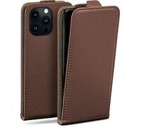 moex Étui de protection à rabat pour iPhone 13 Pro Max - Avec protection à 360 ° - Avec film de protection d'écran - En cuir synthétique - Marron foncé