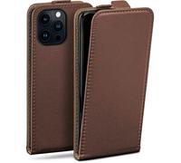moex Étui de protection à rabat pour iPhone 14 Pro - Avec protection à 360 ° - Avec film de protection d'écran - En cuir synthétique - Marron foncé