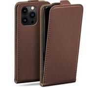 moex Étui de protection à rabat pour iPhone 15 Pro - Avec protection à 360 ° - Avec film de protection d'écran - En cuir synthétique - Marron foncé