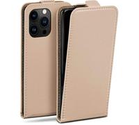 moex Étui de protection à rabat pour iPhone 16 Pro - Avec protection à 360 ° - Avec film de protection d'écran - En cuir synthétique - Taupe