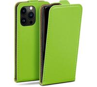 moex Étui de protection à rabat pour iPhone 16 Pro Max, avec protection à 360 °, avec film de protection d'écran - En cuir synthétique - Vert