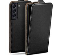 moex Étui de protection à rabat pour Samsung Galaxy S22 - Avec protection à 360 ° - Avec film de protection d'écran - En cuir synthétique - Noir
