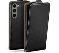 moex Étui de protection à rabat pour Samsung Galaxy S23 Plus - Avec protection à 360 ° - Avec film de protection d'écran - En cuir synthétique - Noir