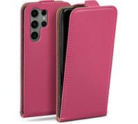 moex Étui de protection à rabat pour Samsung Galaxy S23 Ultra - Avec protection à 360 ° - Avec film de protection d'écran - En cuir synthétique - Rose