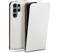 moex Étui de protection à rabat pour Samsung Galaxy S23 Ultra - Avec protection à 360 ° - Avec film de protection d'écran - En cuir synthétique - Blanc