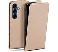 moex Étui de protection à rabat pour Samsung Galaxy S25 - Avec protection à 360 ° - Avec film de protection d'écran - En cuir synthétique - Taupe