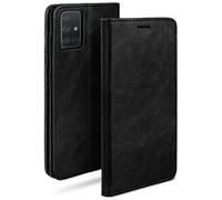 moex Étui Folio Style Cuir Compatible avec Samsung Galaxy A71 | avec Support/Fentes pour Cartes, Noir