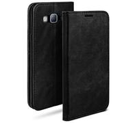 moex Étui Folio Style Cuir Compatible avec Samsung Galaxy J3 (2016) | avec Support/Fentes pour Cartes, Noir