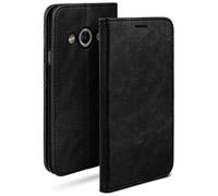 moex Étui Folio Style Cuir Compatible avec Samsung Galaxy Xcover 3 | avec Support/Fentes pour Cartes, Noir