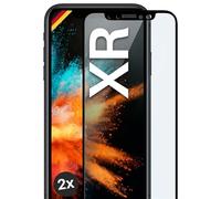 moex Film de protection d'écran complet compatible avec Apple iPhone XR - Film de protection d'écran sans bordure, film de protection incurvé 3D, transparent, 2 x noir