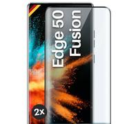 moex Film de protection d'écran complet compatible avec Motorola Edge 50 Fusion - Film de protection d'écran sans bordure, film de protection incurvé 3D, transparent, 2 x noir