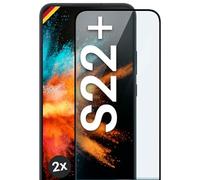 moex Film de protection d'écran complet compatible avec Samsung Galaxy S22 Plus - Film de protection d'écran complet sans bordure, film de protection incurvé 3D, transparent, 2 x noir