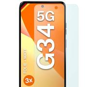 moex FlexProtect Lot de 3 films de protection d'écran mats pour Motorola Moto G34 5G - Anti-reflets - Avec protection solaire - Compatible avec n'importe quelle coque de téléphone portable