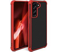moex Leap Coque de protection compatible avec Samsung Galaxy S21 FE 5G avec protection de l'appareil photo et protection d'écran, protection complète contre les chocs, coque arrière rigide - Rouge feu