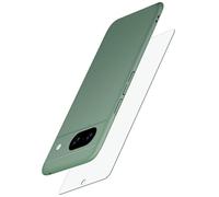 moex Lot 3 en 1 pour Google Pixel 8 avec 2 films de protection d'écran en verre blindé, ultra fine et légère, Alpha Case + ShockProtect Glass, coque anti-chocs, mat, olive