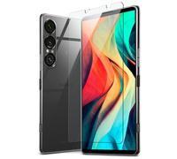 moex Lot 3 en 1 pour Sony Xperia 10 VII avec 2 films de protection en verre blindé [Aero Case + verre ShockProtect] Protection complète transparente en silicone