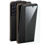 moex Lot 4 en 1 pour Samsung Galaxy S22 avec 3 films de protection d'écran, étui de protection, protection complète à 360 °, à rabat + film FlexProtect, en cuir PU, noir