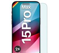 moex Lot de 2 films de protection d'écran en verre blindé pour Apple iPhone 15 Pro Max, robuste et résistant aux rayures, incassable