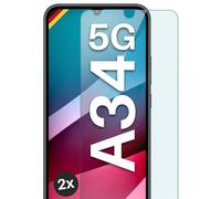 moex Lot de 2 films de protection d'écran en verre trempé pour Samsung Galaxy A34 5G - Robuste et résistant aux rayures - Film de protection d'écran en verre blindé incassable HD transparent