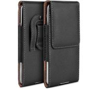 moex Plug Case Compatible avec Blackview A55 Pro Étui avec clip de ceinture, étui de ceinture pour téléphone portable en cuir végétalien, étui de protection à rabat - Noir