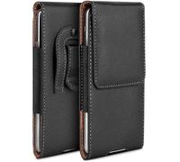 moex Plug Case compatible avec Google Pixel 3a Étui de protection à rabat avec clip ceinture pour téléphone portable en cuir végétalien Noir