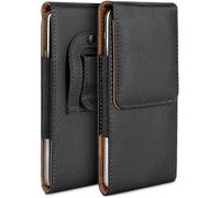 moex Plug Case Coque compatible avec Wiko Tommy 2 avec clip ceinture, étui banane en cuir végétalien pour téléphone portable Noir