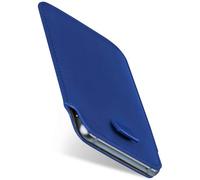 moex Slide Case Étui de protection ultra fin en cuir végétalien pour Apple iPod Touch 4G Protection complète à 360° avec tirette Bleu